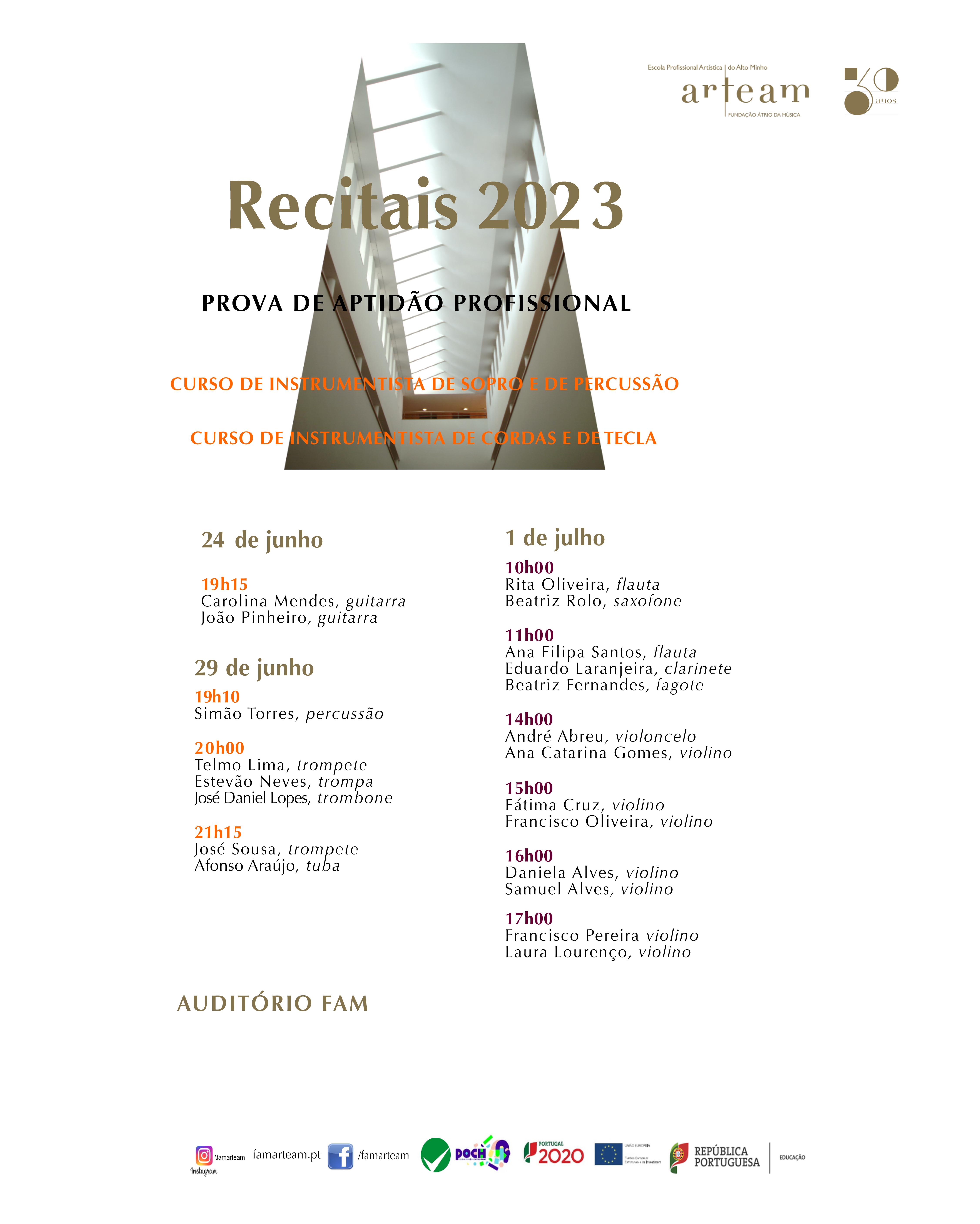 Recitais Prova de Aptidão Profissional (PAP) 2023