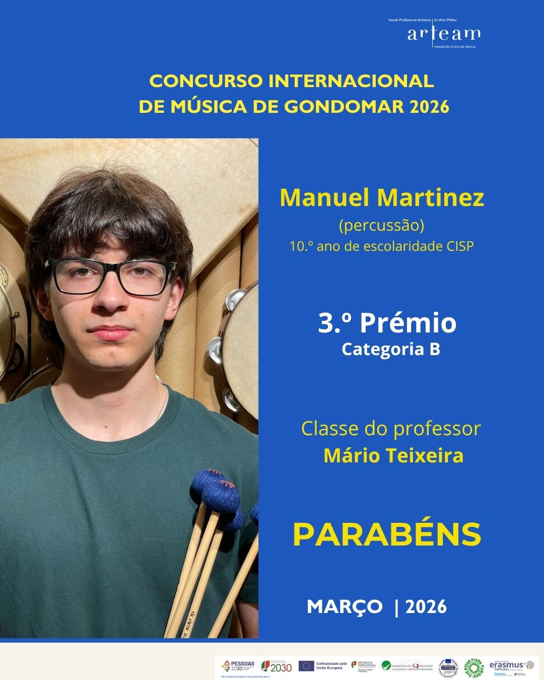 🎶 Aluno Premiado da ARTEAM 🎶 2026